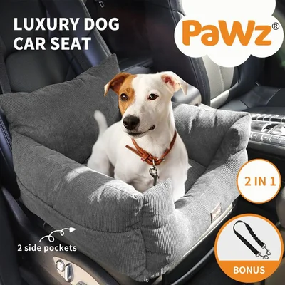 Pawz Pet Car Booster Seat Dog Protector Portable Travel Bed Removable Grey M