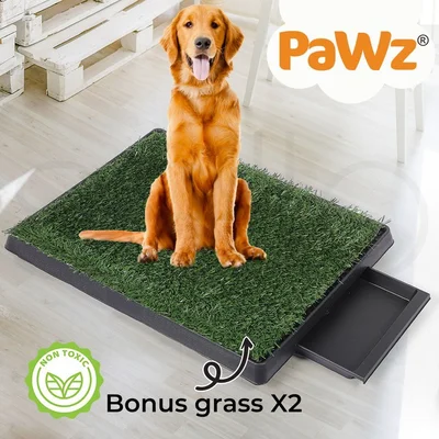 Pawz Indoor Dog Potty Training Tray Pet Grass Toilet Loo 2x Mat Large Portable