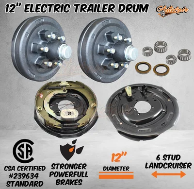 Trailer 12" Electric Brake Hub Drum with Electric Backing Plate Caravan Boat 2T