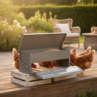 Pawz 10kg Auto Automatic Chicken Feeder Galvanized Poultry Chook Treadle