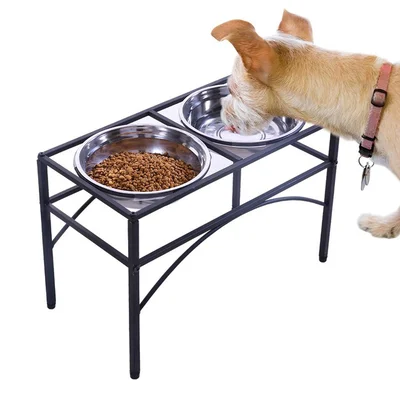 Pawz Dual Elevated Raised Pet Dog Feeder Bowl Stainless-Steel Food Water Stand
