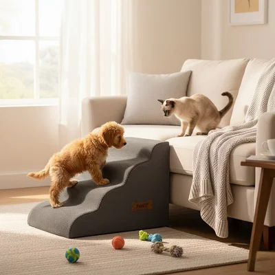Pawz 4-Tier Pet Ramp Foam Dog Steps Stairs Portable Climb Ladder for Bed Sofa