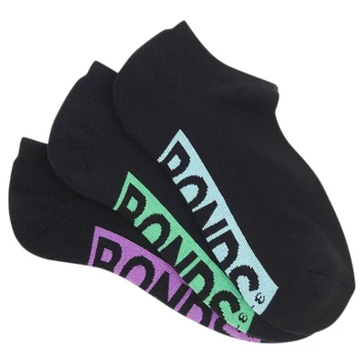 12 Pairs X Bonds Womens Cushioned Logo Low Cut Black Multi Socks