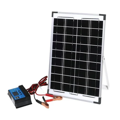 12V 10W Solar Panel Kit Mono Backup for Caravan Car Battery Charging Controller