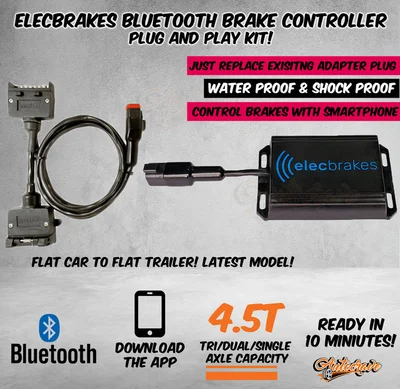 Elecbrakes Electric Bluetooth Brake Controller Adapter Flat To Flat Car Trailer